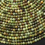 Faceted Natural Green Garnet 4mm Round Beads Gemstone 15.5" Strand