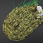 Faceted Natural Green Garnet 4mm Round Beads Gemstone 15.5" Strand