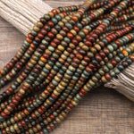 AAA Natural Red Creek Jasper Smooth 8mm Rondelle Beads Earthy Red Green Brown Aka Multicolor Picasso Jasper 15.5" Strand