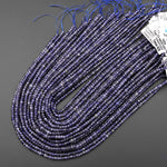 AAA Natural Blue Iolite Faceted 3mm 4mm Rondelle Beads Genuine Real Gemstone 15.5" Strand