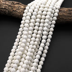 Natural White Lava Round Beads 4mm 6mm 8mm 10mm Organic Earthy Stone 15.5" Strand