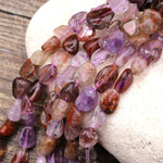 Rare Natural Auralite 23  Cacoxenite Freeform Chip Oval Nugget Beads Powerful Healing Gemstone World’s Oldest Crystal 15.5" Strand