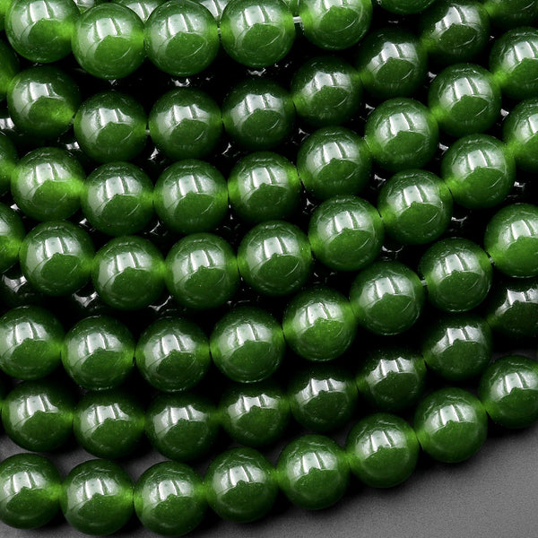 Green Taiwan Jade Smooth Round 2mm 3mm 4mm 6mm 8mm 10mm Beads 15.5" Strand