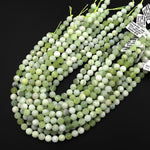 Matte Natural Green Serpentine Jade 4mm 6mm 8mm 10mm Round Beads 15.5" Strand