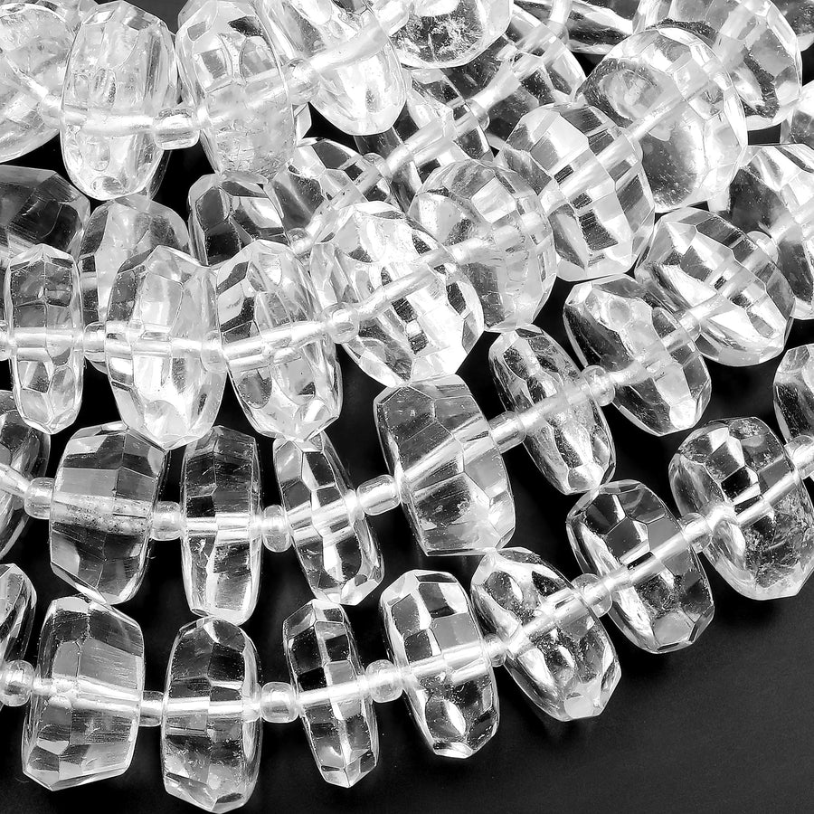 thumbnail image 2 of 35pcs 10mm Faceted AB White Crystal Quartz Round Loose Beads 2 of 5