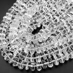 Super Clear AAA Quality Large Natural Rock Crystal Quartz Beads Faceted Rondelle Wheel 16" Extra Large Quartz Crystal Beads 15.5" Strand