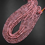 Natural Strawberry Quartz 4mm Round Beads 15.5" Strand