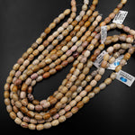 A Grade Natural Fossil Coral Smooth Cylinder Drum Barrel Beads 8mm Beige Gray Beads 15.5" Strand