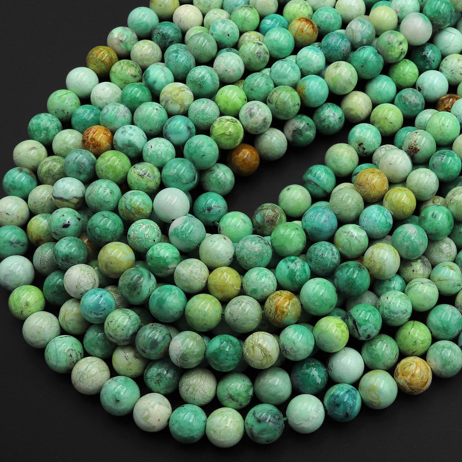 Natural African Apple Variscite 6mm 8mm 10mm Round Beads 15.5" Strand