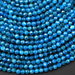 AAA Faceted Natural Apatite 2mm 3mm 4mm 6mm Round Beads Micro Laser Diamond Cut Gemstone 15.5" Strand