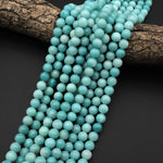 AA Natural Blue Amazonite 6mm 8mm Round Beads 15.5" Strand