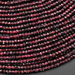 Natural Red Garnet Faceted 3mm 4mm Rondelle Beads Micro Laser Diamond Cut Gemstone 15.5" Strand