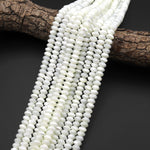 AAA Iridescent Natural White Mother of Pearl 4mm 6mm 8mm Rondelle Beads 15.5" Strand