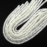 AAA Iridescent Natural White Mother of Pearl 4mm 6mm 8mm Rondelle Beads 15.5" Strand