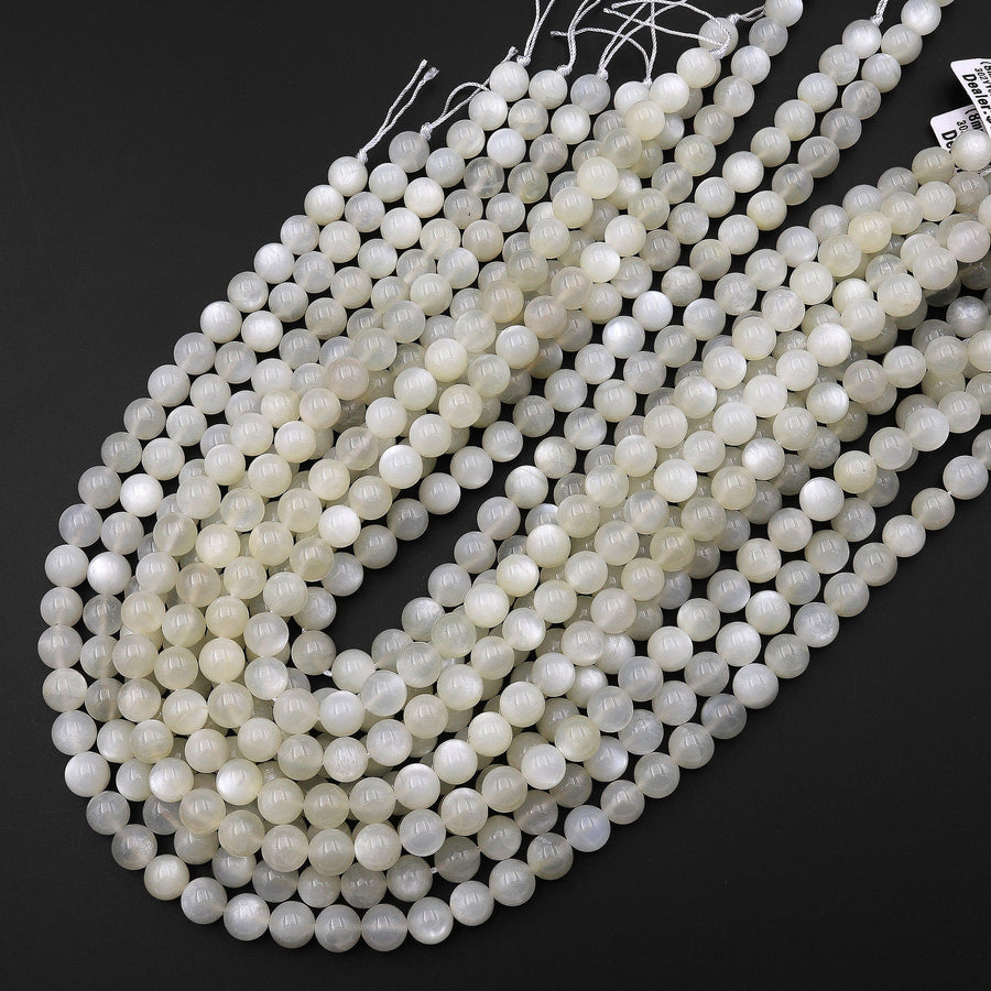 Natural Creamy White Moonstone 3mm 4mm 6mm 8mm 10mm Round Beads 15.5" Strand