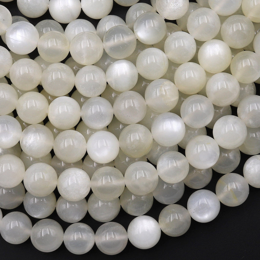 Natural Creamy White Moonstone 3mm 4mm 6mm 8mm 10mm Round Beads 15.5" Strand