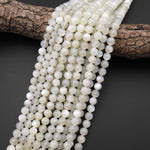 Natural Creamy White Moonstone 3mm 4mm 6mm 8mm 10mm Round Beads 15.5" Strand