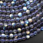 AAA Natural Blue Labradorite 4mm 6mm 8mm 10mm Round Beads Nothing But Fire Superior Quality 15.5" Strand