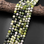 Natural Variegated Green Serpentine Jade Round Beads 4mm 6mm 8mm 10mm Gemmy Natural Jade 15.5" Strand