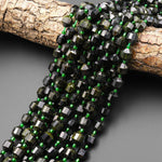 Natural Green Tourmaline Faceted 8mm Beads Energy Prism Double Terminated Points 15.5" Strand