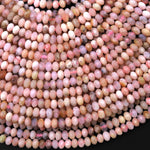 Micro Faceted Natural Peruvian Pink Opal 4mm Rondelle Beads Gemstone 15.5" Strand