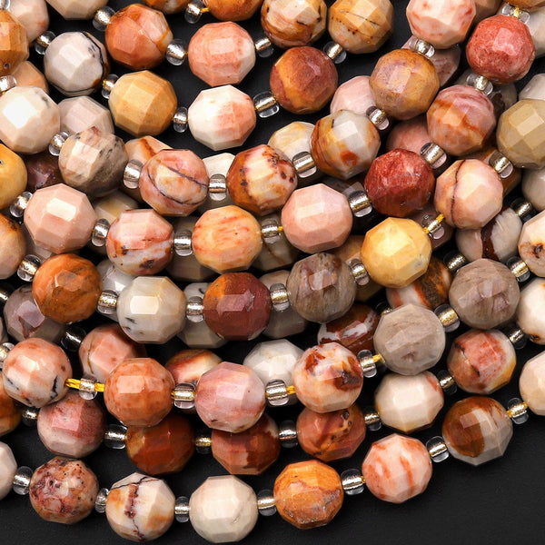 Rare Natural Hidden Valley Jasper (Idaho) 8mm Prism Rounded Point Beads 15.5" Strand