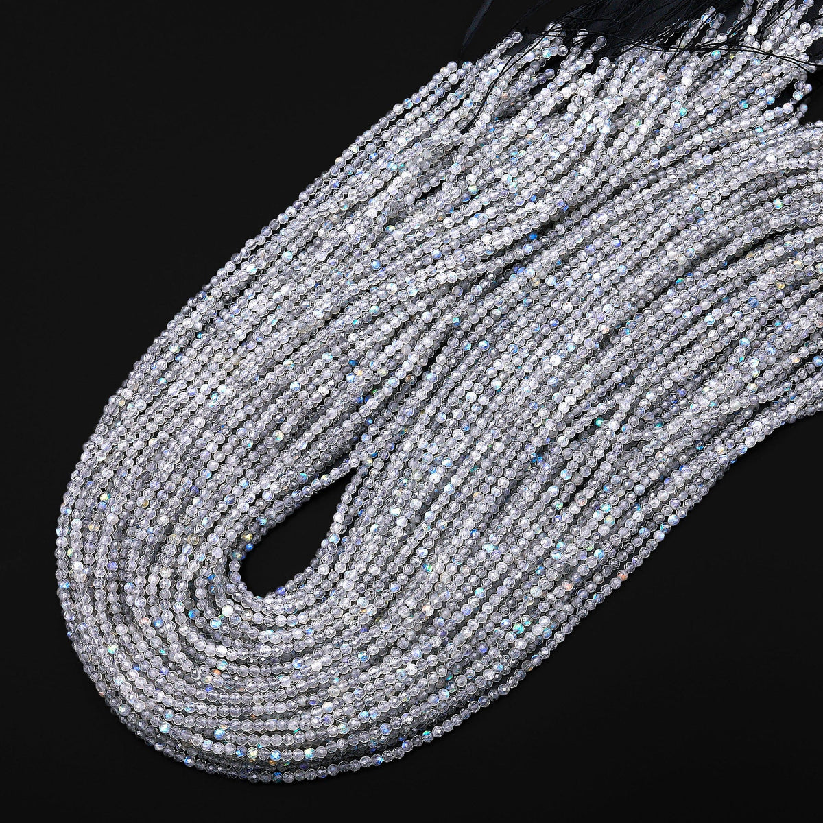 Micro Faceted Natural Labradorite 2mm Round Beads Gemstone 15.5