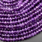 AAA Faceted Natural Amethyst 4mm 6mm  rondelle Beads 15.5" Strand