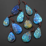 AAA Hand Carved Natural Labradorite Flower Pendant Gemstone