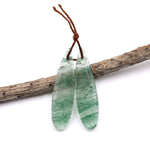 Natural African Light Green Chalcedony Earring Pair Drilled Gemstone Thin Long Teardrop Matched Beads