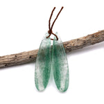 Natural African Light Green Chalcedony Earring Pair Drilled Gemstone Thin Long Teardrop Matched Beads