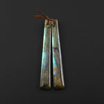 Natural Labradorite Long Thin Trapezoid Earring Pair Drilled Matched Natural Gemstone Beads