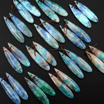 Drilled Chrysocolla in Quartz Teardrop Earring Pair Matched Teardrop Cabochon Gemstone Beads