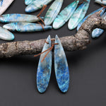 Drilled Chrysocolla in Quartz Teardrop Earring Pair Matched Teardrop Cabochon Gemstone Beads