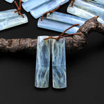 Rare Natural Blue Calcite Rectangle Earring Pairs Cabochon Cab Drilled Matched Gemstone Earrings Bead Pairs