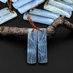 Rare Natural Blue Calcite Rectangle Earring Pairs Cabochon Cab Drilled Matched Gemstone Earrings Bead Pairs