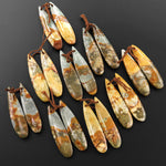 Natural Owyhee Picture Jasper Teardrop Earring Pair Drilled Matched Gemstone Beads From Oregon