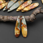 Natural Owyhee Picture Jasper Teardrop Earring Pair Drilled Matched Gemstone Beads From Oregon