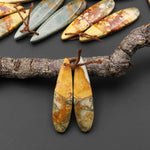 Natural Owyhee Picture Jasper Teardrop Earring Pair Drilled Matched Gemstone Beads From Oregon