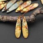 Natural Owyhee Picture Jasper Teardrop Earring Pair Drilled Matched Gemstone Beads From Oregon