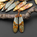 Natural Owyhee Picture Jasper Teardrop Earring Pair Drilled Matched Gemstone Beads From Oregon