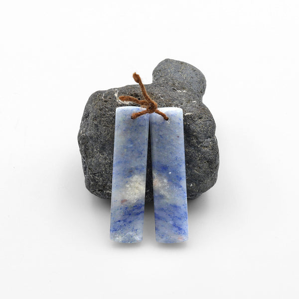 Drilled Natural Blue Aventurine Earring Pair Long Rectangle Cabochon Cab Pair Drilled Matched Earrings Bead Pair