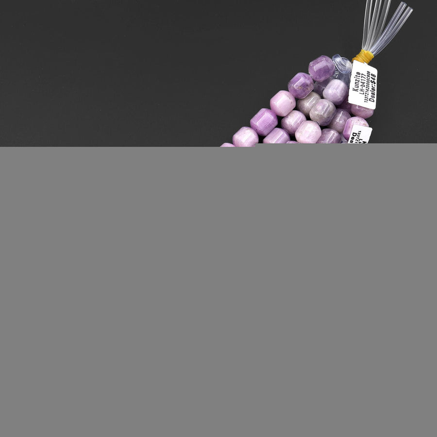 Large Hole Beads 3mm Drill Rare Natural Stormy Purple Kunzite 12mm Barrel Drum Beads 8" Strand