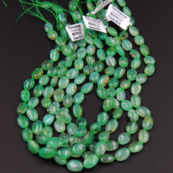AAA Gemmy Translucent Natural Australian Chrysoprase Smooth Oval Beads Nuggets