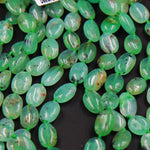AAA Gemmy Translucent Natural Australian Chrysoprase Smooth Oval Beads Nuggets