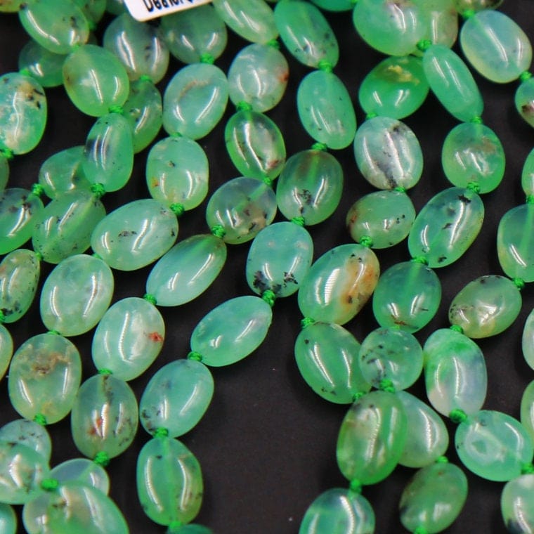AAA Gemmy Translucent Natural Australian Chrysoprase Smooth Oval Beads Nuggets