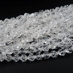 Faceted Quartz Beads Star Cut Geometric Stone 6mm 8mm 10mm 12mm 15" Strand