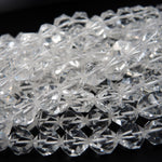 Faceted Quartz Beads Star Cut Geometric Stone 6mm 8mm 10mm 12mm 15" Strand