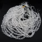 Faceted Quartz Beads Star Cut Geometric Stone 6mm 8mm 10mm 12mm 15" Strand
