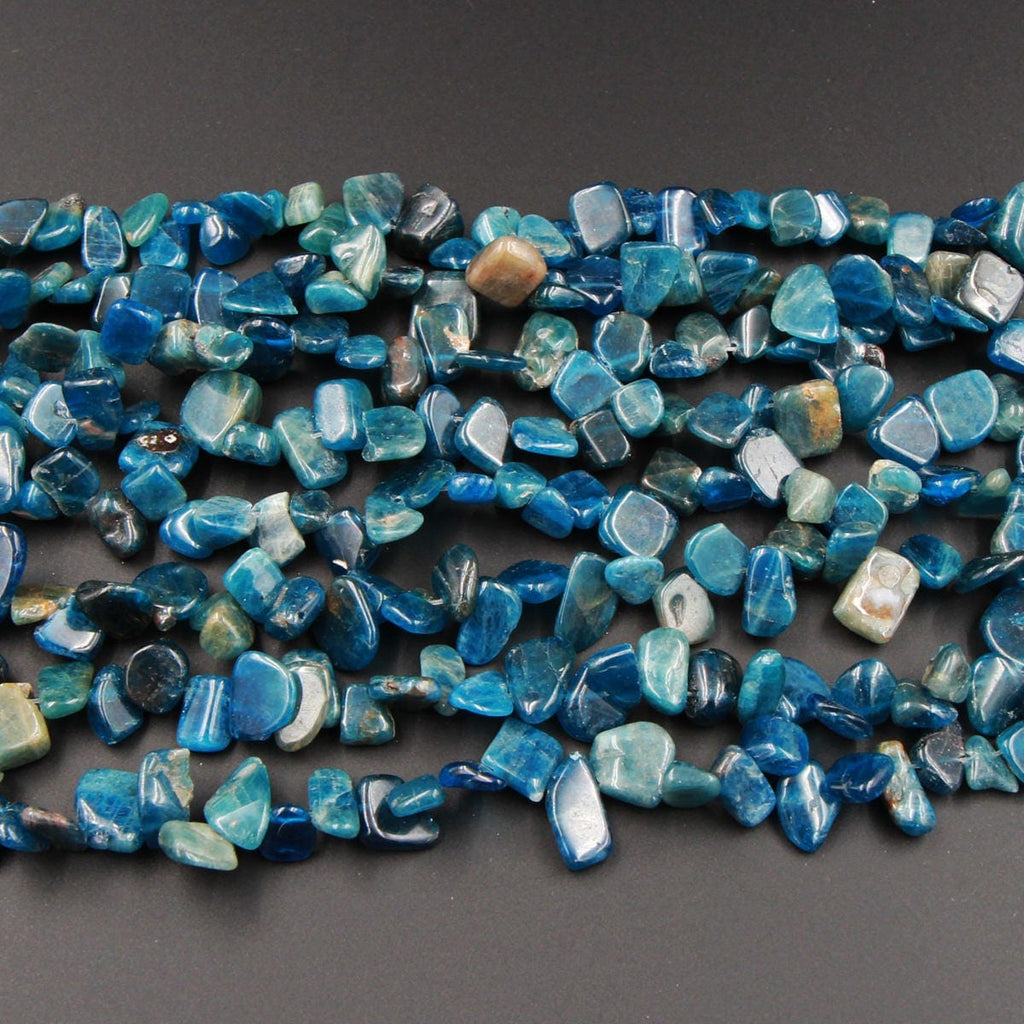 Natural Blue Apatite Beads Freeform Chip Petal Nugget Beads 16" Strand